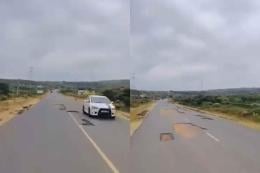 Photo collage of potholes along the Ngong-Suswa road.